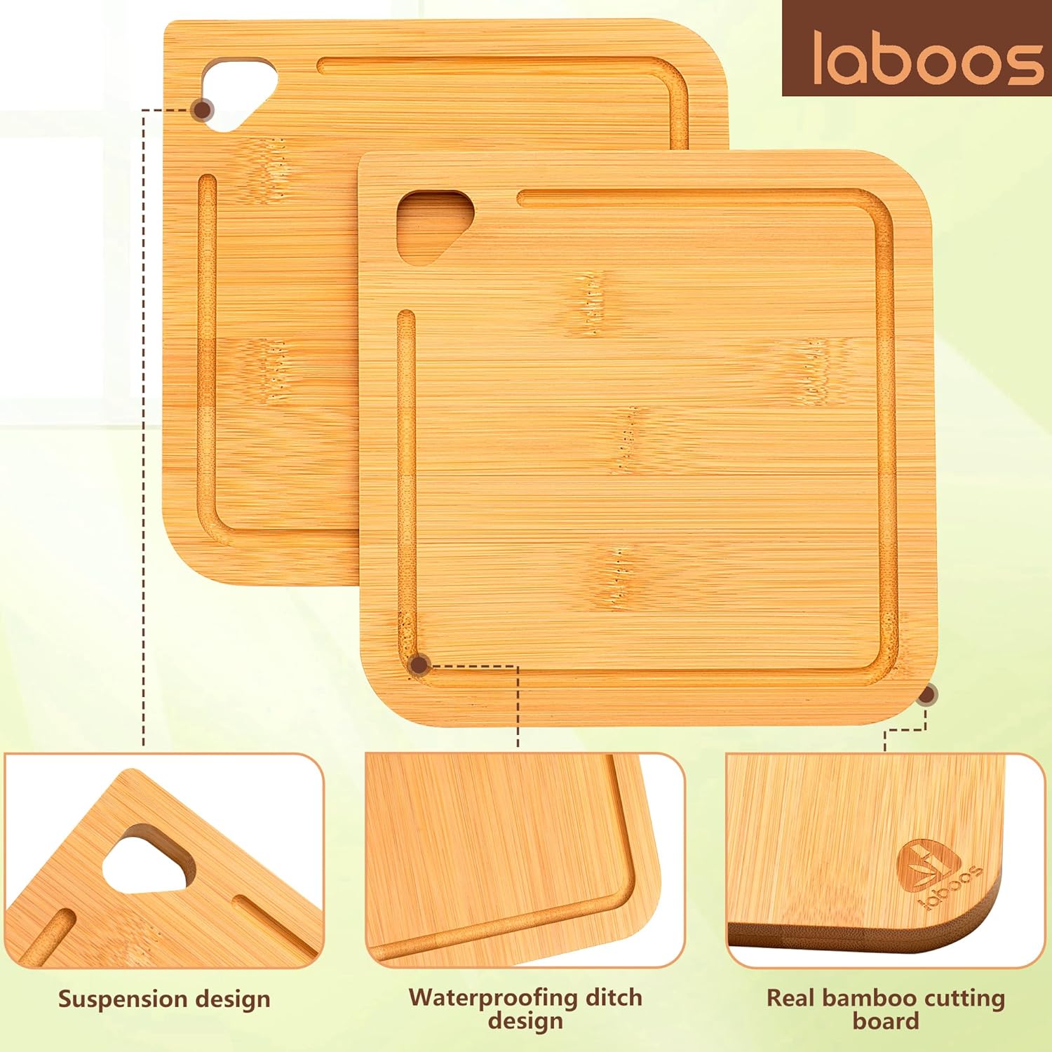 2-Pack Small Bamboo Cutting Boards with Juice Groove | 7x7 Inch Mini Chopping Boards for Fruit, Cheese, Baby Food, Dorm & Travel | Lightweight & Compact Square Wood Board Set - Image 6