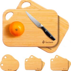 2 Packs Small Bamboo Wood Cutting Board for Kitchen Mini Wooden Charcuterie Boards Lightweight Chopping Board Non Toxic Handheld Serving Board Tiny Chef Set Camping Fruit Lemon Sandwich Cheese Board
