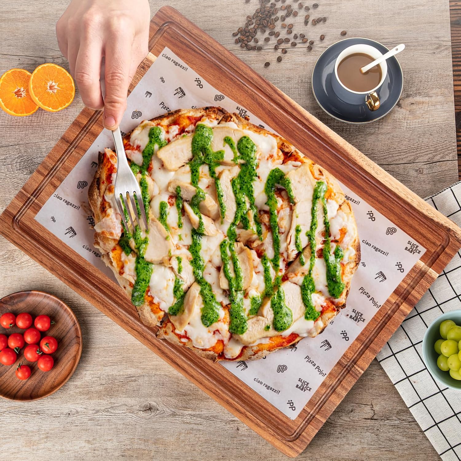 20 Inch Large Acacia Wood Cutting Board 1.5" Thick, Reversible Wooden Cutting Board for Kitchen, Charcuterie Board Cheese Board with Deep Groove, Chopping Board for Meat, Vegetables, Fruit - Image 6