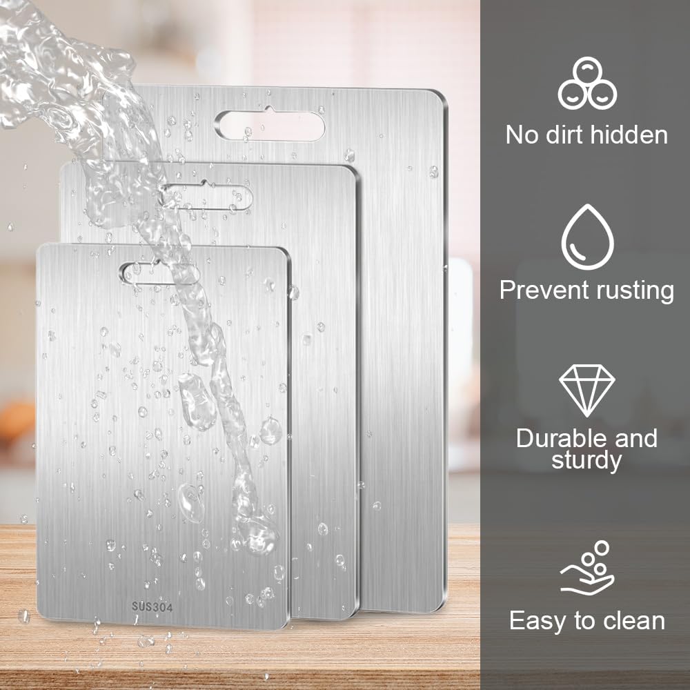 2025 New Katuchef Titanium Cutting Board - 100% Pure Titaniums Cutting Boards for Kitche, Upgrade Double Sided Food-Grade Titanium Board, Thick Cutting Board for Home Kitchen Cooking (A3#18"L x 12"W) - Image 3