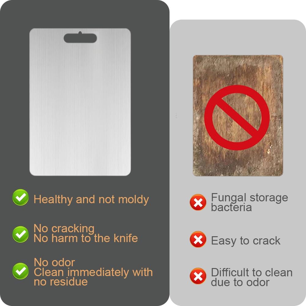 2025 New Katuchef Titanium Cutting Board - 100% Pure Titaniums Cutting Boards for Kitche, Upgrade Double Sided Food-Grade Titanium Board, Thick Cutting Board for Home Kitchen Cooking (A3#18"L x 12"W) - Image 4