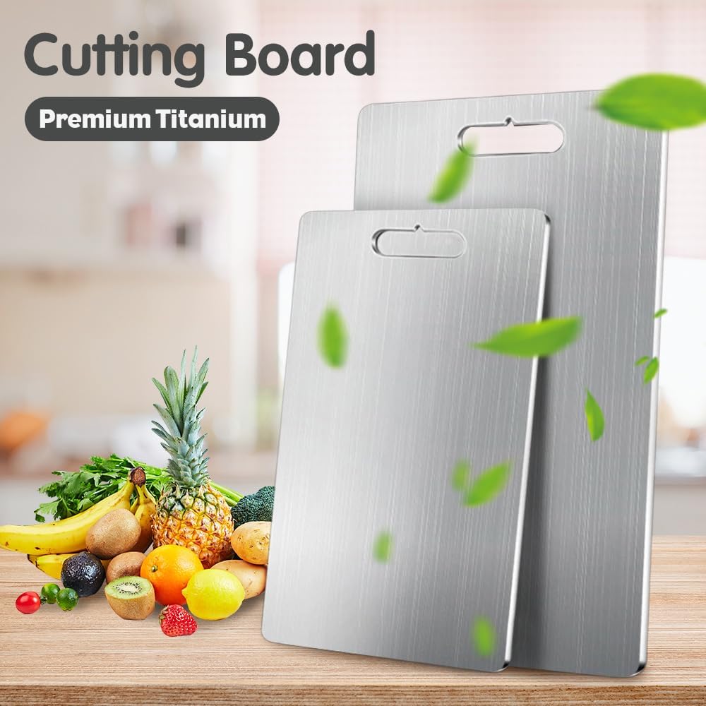 2025 New Katuchef Titanium Cutting Board - 100% Pure Titaniums Cutting Boards for Kitche, Upgrade Double Sided Food-Grade Titanium Board, Thick Cutting Board for Home Kitchen Cooking (A3#18"L x 12"W) - Image 2