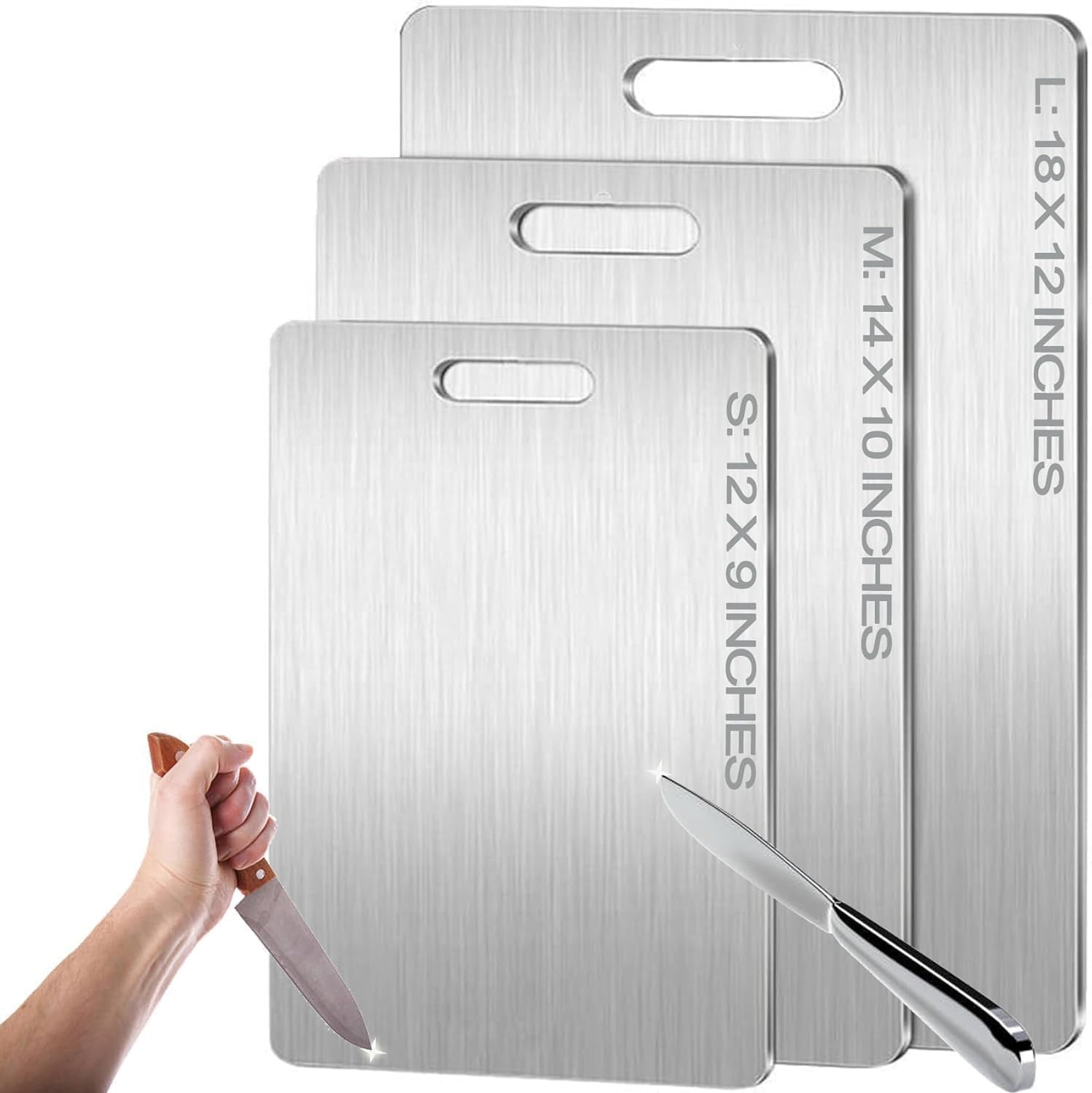 2025 New Katuchef Titanium Cutting Board - 100% Pure Titaniums Cutting Boards for Kitchen, Upgrade Double Sided Food-Grade Titanium Board, Thick Cutting Board for Home Kitchen Cooking (A2#16"L x 11"W)