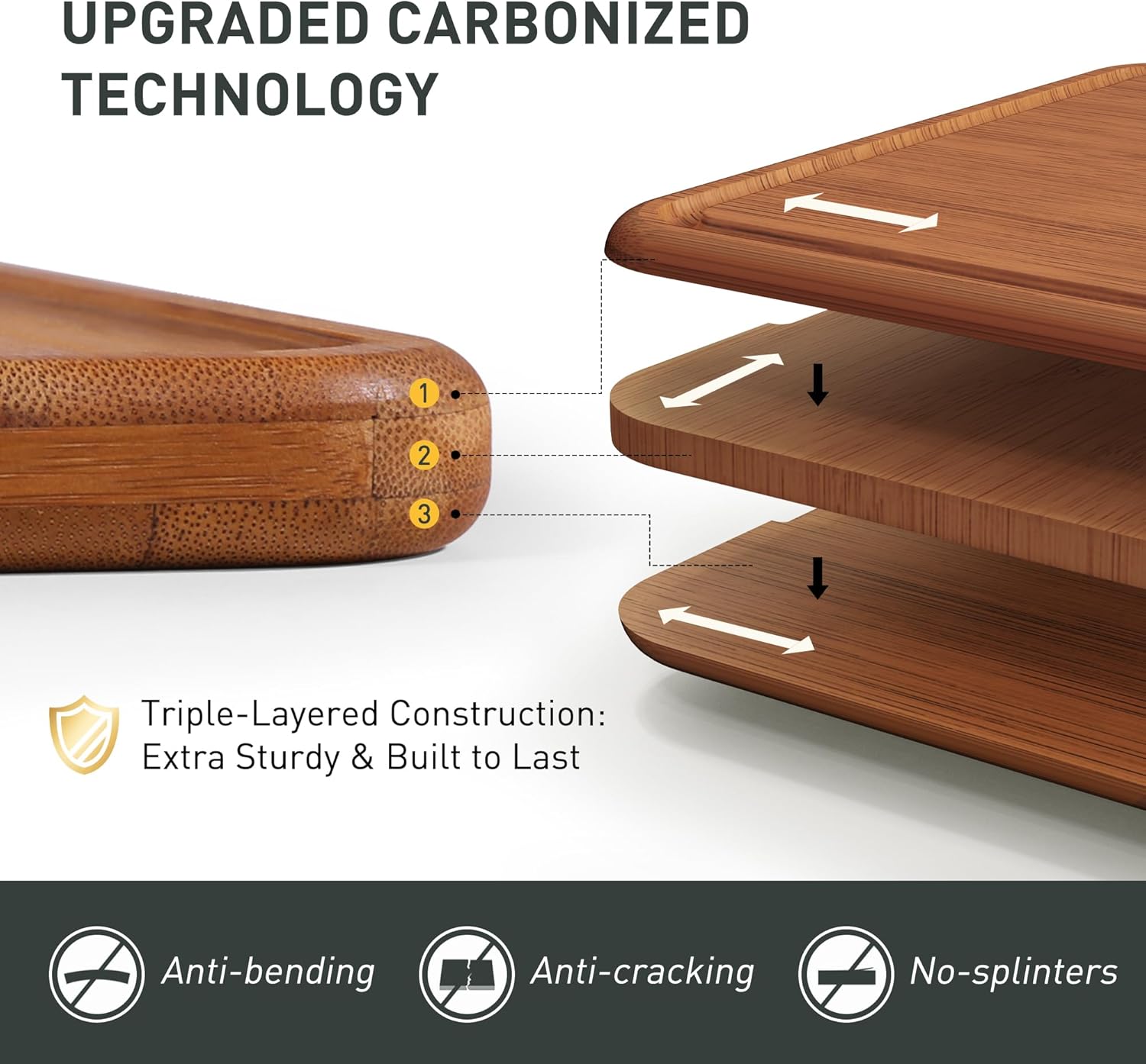 3 Packs Bamboo Cutting Board Set with Holder Nice Solid Thick Wood Deep Juice Groove & Built-in Handles Chopping Board Large Big Small Best Hardwood Kitchen Counter Organic Vegetable Meat BBQ Kit - Image 5