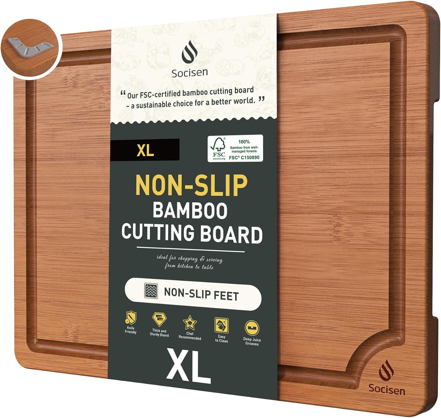 3 Packs Bamboo Cutting Board Set with Non Slip Feet Holder and Over Sink Nice Solid Thick Wood Juice Groove Chopping Board Extra Large Big Small Best Hardwood Kitchen Organic Vegetable Meat BBQ Kit - Image 20