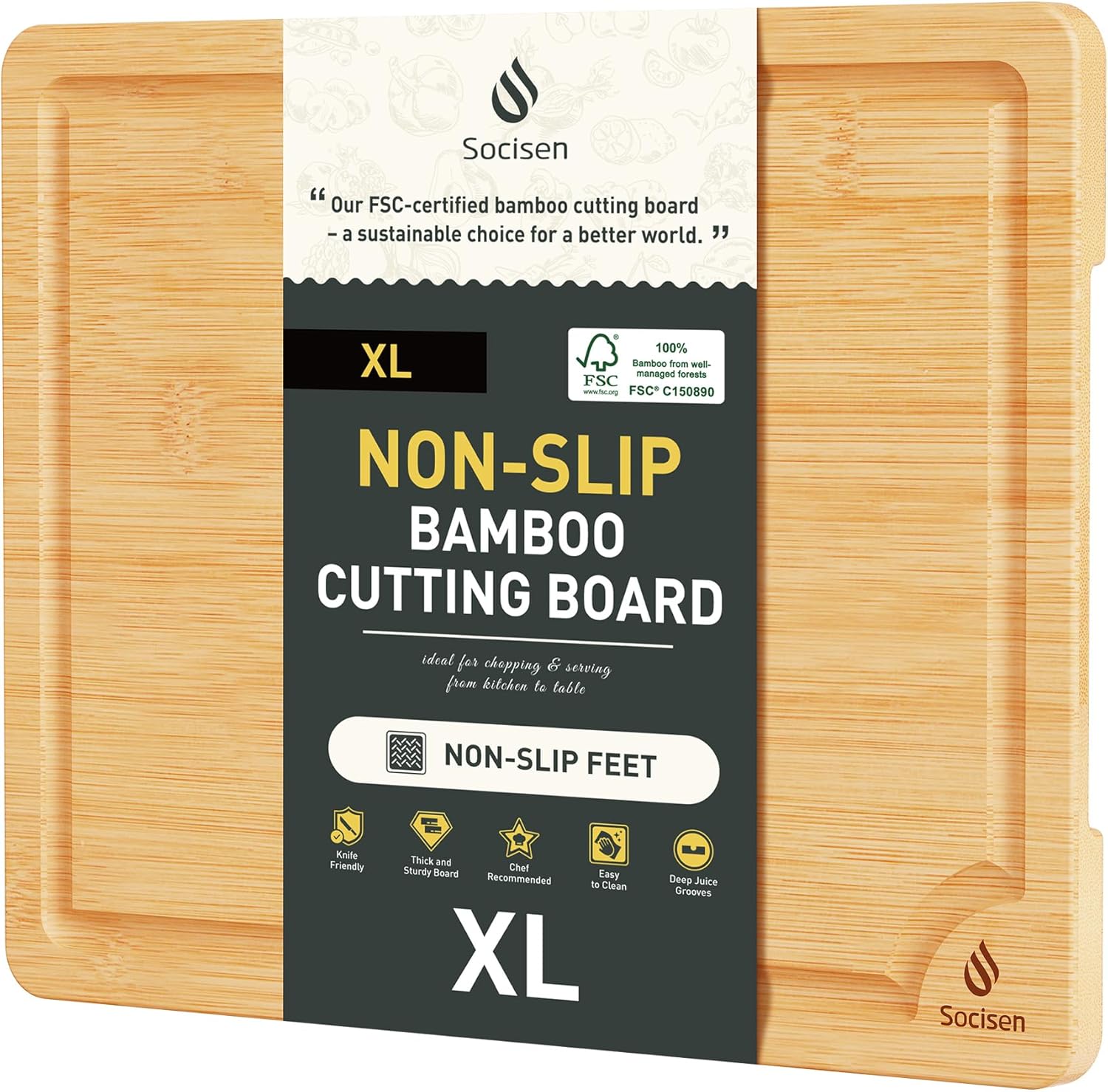 3 Packs Bamboo Cutting Board Set with Non Slip Feet Holder and Over Sink Nice Solid Thick Wood Juice Groove Chopping Board Extra Large Big Small Best Hardwood Kitchen Organic Vegetable Meat BBQ Kit - Image 13