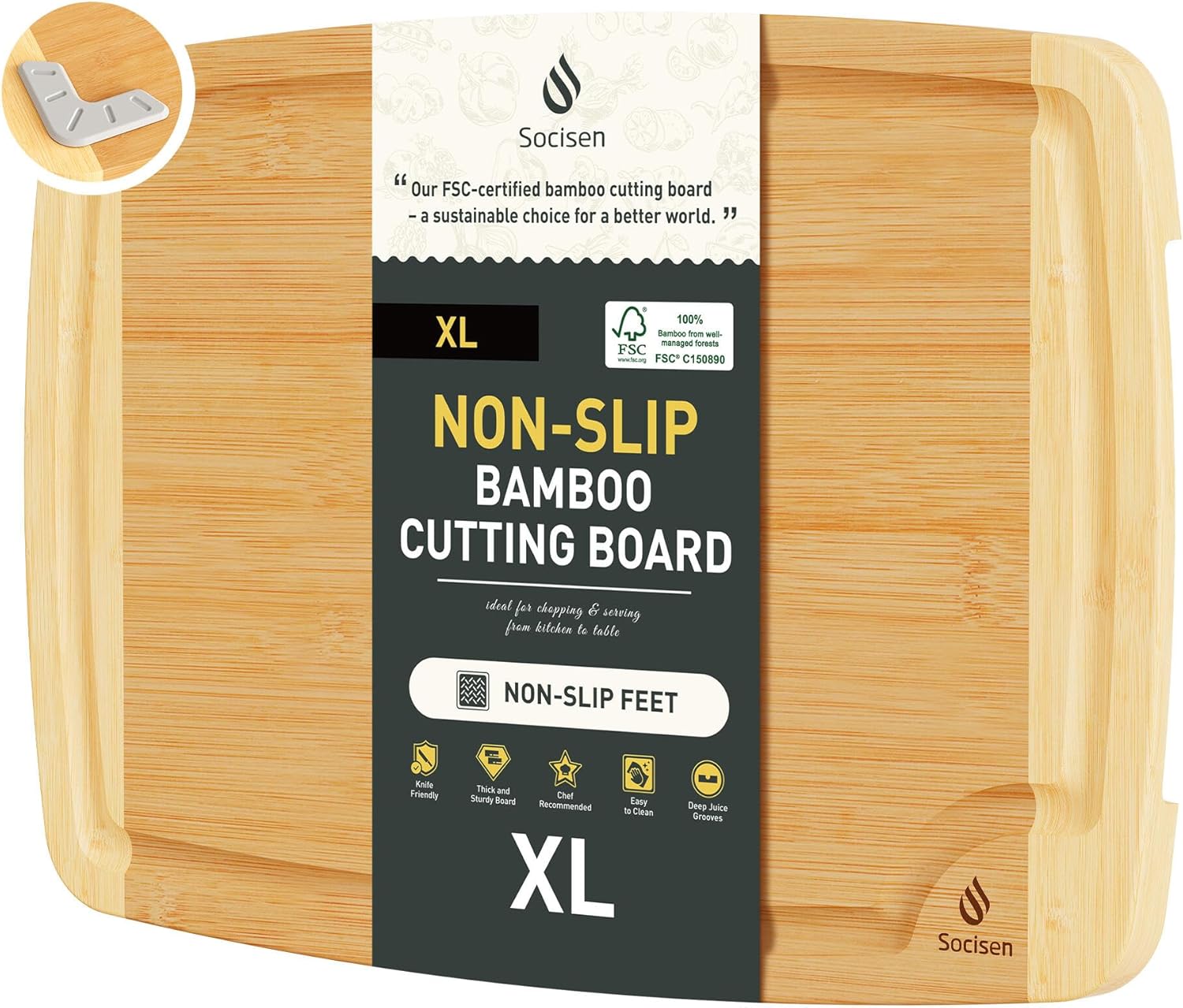 3 Packs Bamboo Cutting Board Set with Non Slip Feet Holder and Over Sink Nice Solid Thick Wood Juice Groove Chopping Board Extra Large Big Small Best Hardwood Kitchen Organic Vegetable Meat BBQ Kit - Image 24
