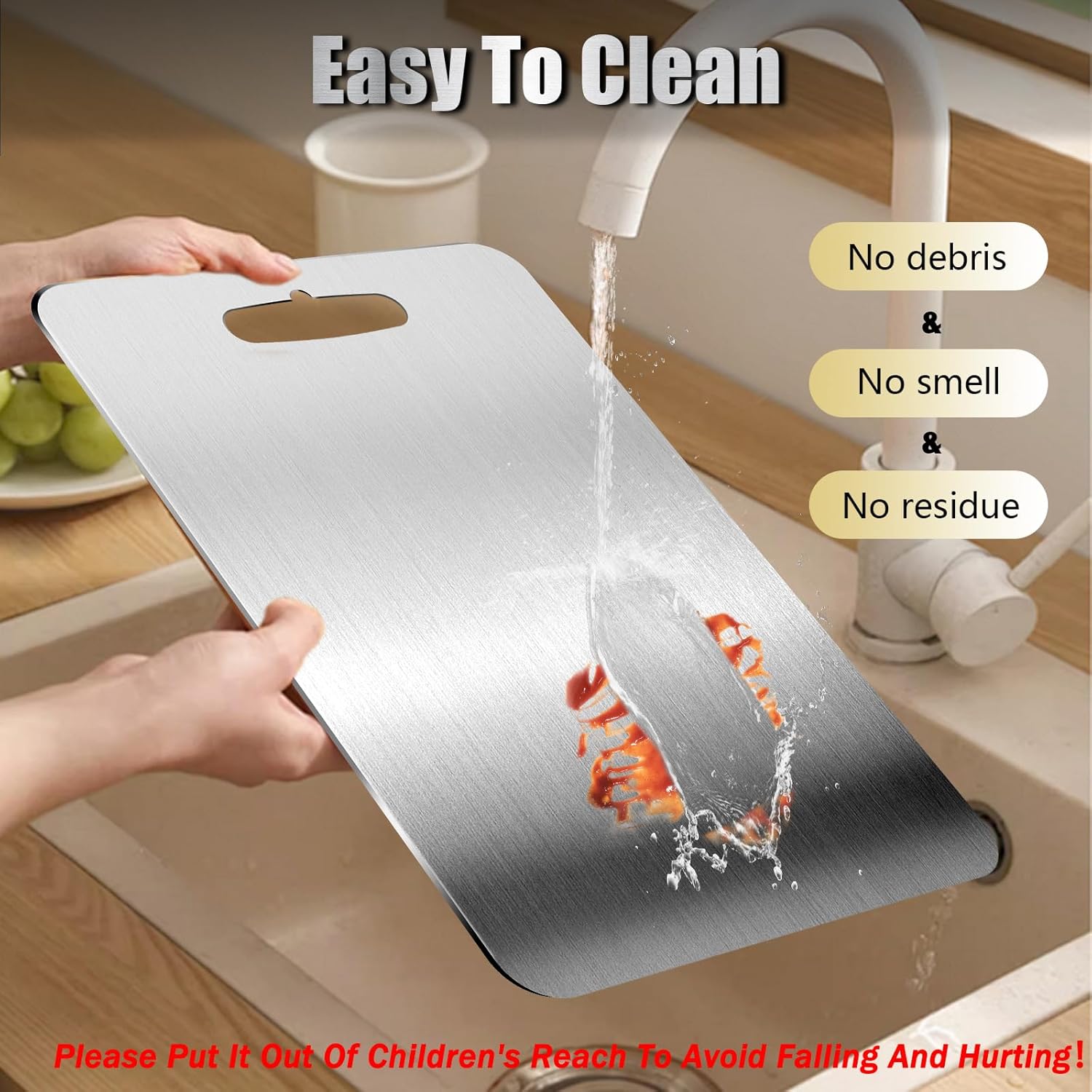 3 PCS 304 Stainless Steel Cutting Board For Kitchen, Meat Cutting Board, Edge Smoothing, Food Grade Stainless Steel, Easy To Clean, Kitchen Tool(S+M+L) - Image 7
