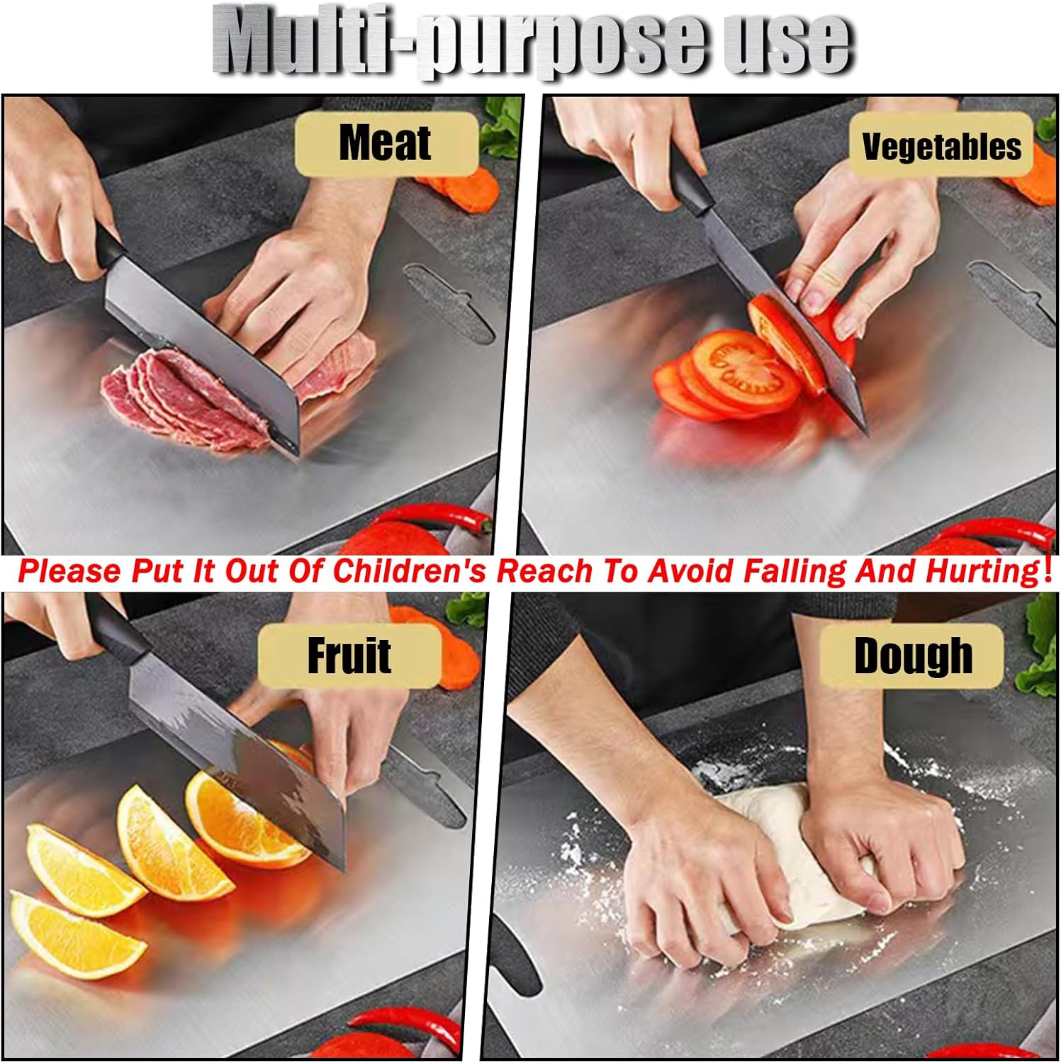 3 PCS 304 Stainless Steel Cutting Board For Kitchen, Meat Cutting Board, Edge Smoothing, Food Grade Stainless Steel, Easy To Clean, Kitchen Tool(S+M+L) - Image 8