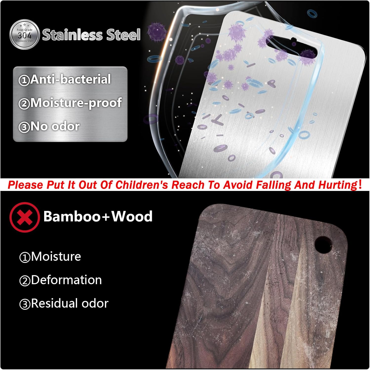 3 PCS 304 Stainless Steel Cutting Board For Kitchen, Meat Cutting Board, Edge Smoothing, Food Grade Stainless Steel, Easy To Clean, Kitchen Tool(S+M+L) - Image 5