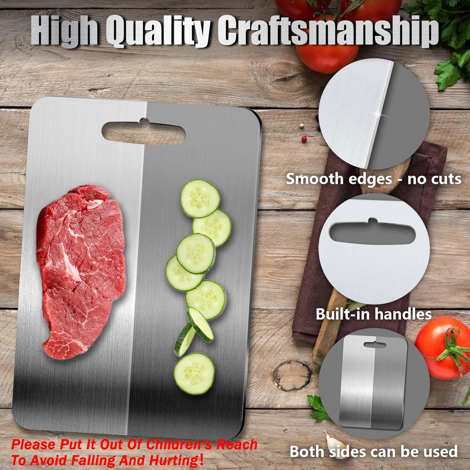 3 PCS 304 Stainless Steel Cutting Board For Kitchen, Meat Cutting Board, Edge Smoothing, Food Grade Stainless Steel, Easy To Clean, Kitchen Tool(S+M+L) - Image 6