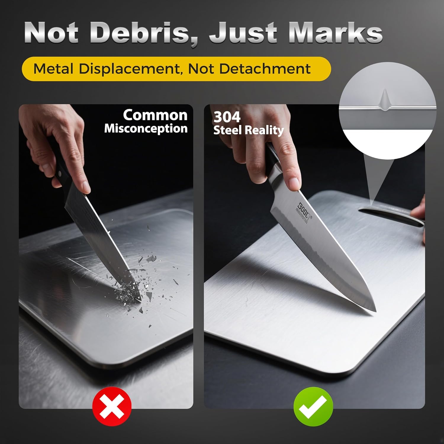 3 PCS 304 Stainless Steel Cutting Board For Kitchen, Meat Cutting Board, Edge Smoothing, Food Grade Stainless Steel, Easy To Clean, Kitchen Tool(S+M+L) - Image 3