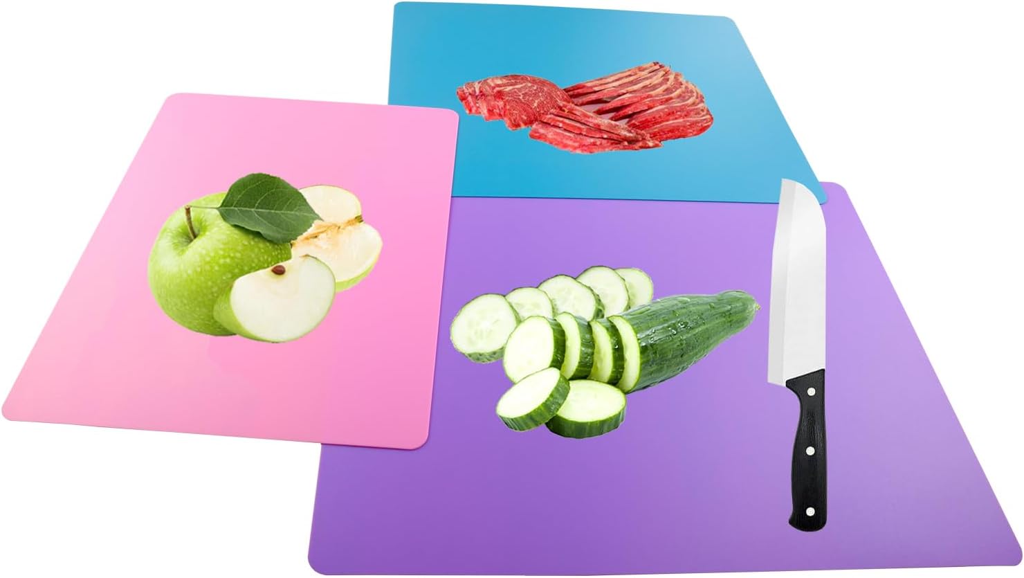 3 Pieces Flexible Cutting Board mats, Plastic Cutting Boards for Kitchen Cooking, Cutting board sheets for Meat and Vegetables, Dishwasher Safe - Image 6