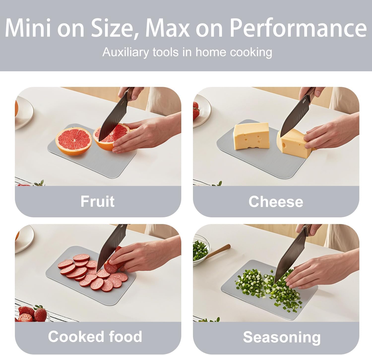 304 Stainless Steel Cutting board, Double Sided Metal Cutting Boards for Kitchen Meat Vegetables & Fruits Chopping Board Dishwasher Safe Easy to Clean(Mini S-9.45 * 5.91in) - Image 4