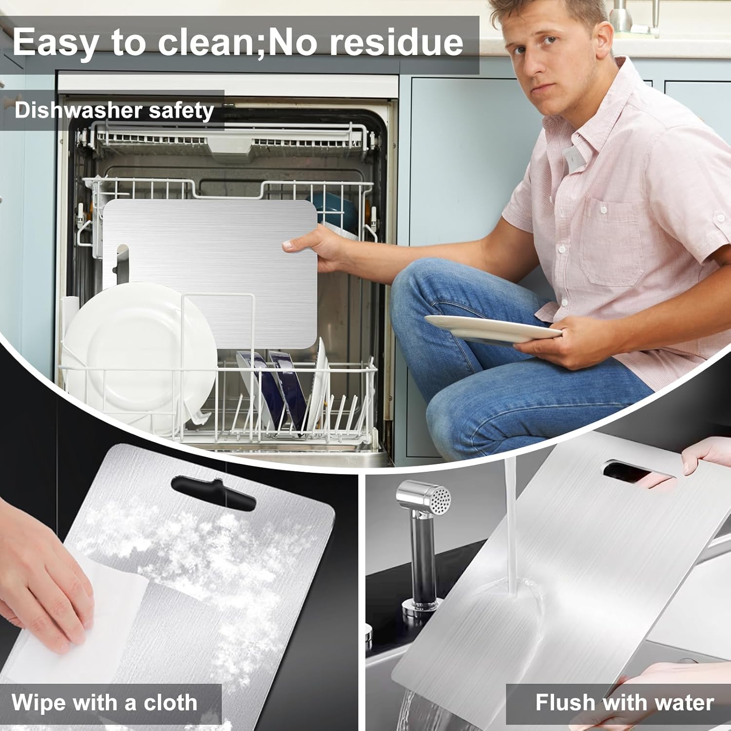 304 Stainless Steel Cutting board, Double Sided Metal Cutting Boards for Kitchen Meat Vegetables & Fruits Chopping Board Dishwasher Safe Easy to Clean(Mini S-9.45 * 5.91in) - Image 7