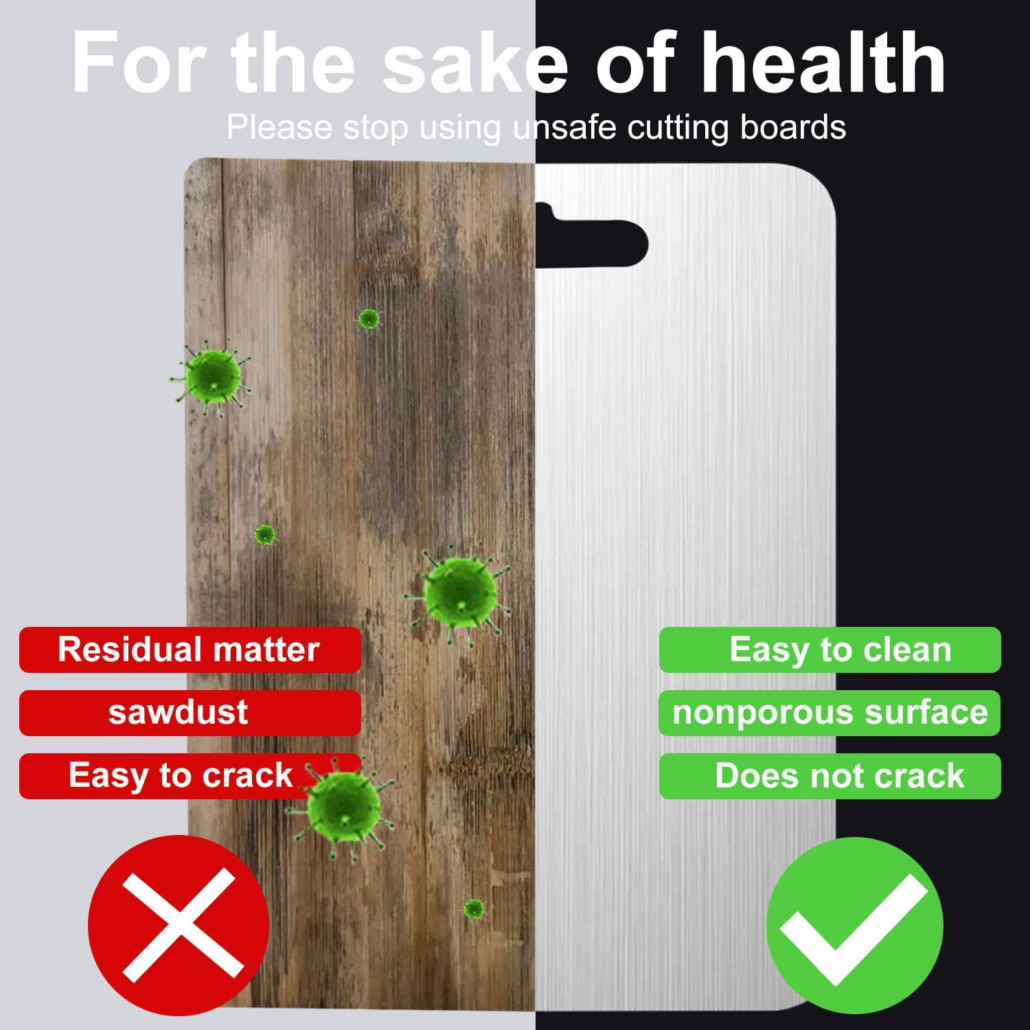 304 Stainless Steel Cutting board, Double Sided Metal Cutting Boards for Kitchen Meat Vegetables & Fruits Chopping Board Dishwasher Safe Easy to Clean(Mini S-9.45 * 5.91in) - Image 5