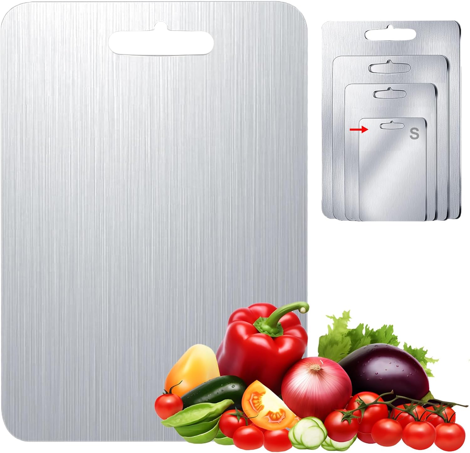 304 Stainless Steel Cutting board, Double Sided Metal Cutting Boards for Kitchen Meat Vegetables & Fruits Chopping Board Dishwasher Safe Easy to Clean(Mini S-9.45 * 5.91in)
