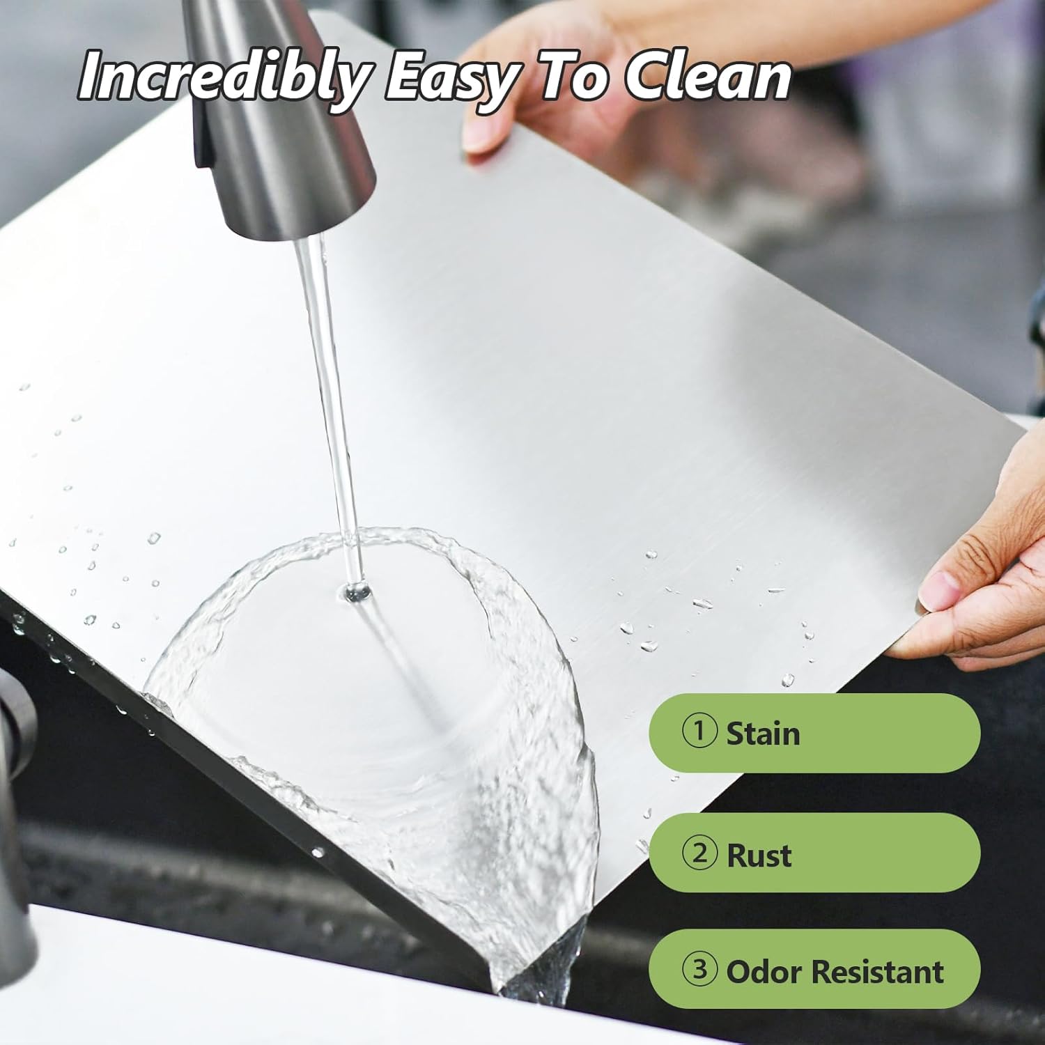 304 Stainless Steel Cutting Board for Kitchen – Large (40x30cm/15.7x11.8in) Non-Slip, Dishwasher Safe – Ideal for Meat, Vegetables, Fruits, Bread & Baking – Commercial & Home Use - Image 4