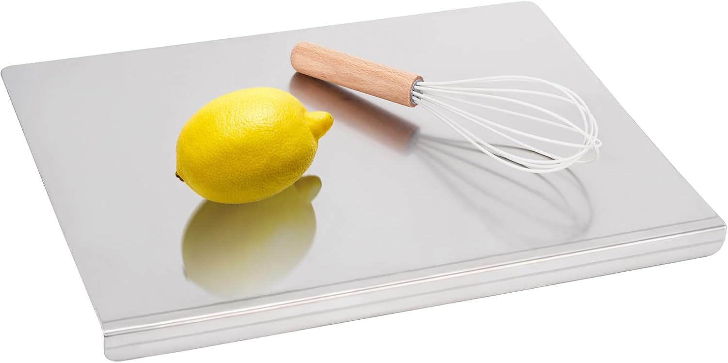 304 Stainless Steel Cutting Board for Kitchen – Large (40x30cm/15.7x11.8in) Non-Slip, Dishwasher Safe – Ideal for Meat, Vegetables, Fruits, Bread & Baking – Commercial & Home Use