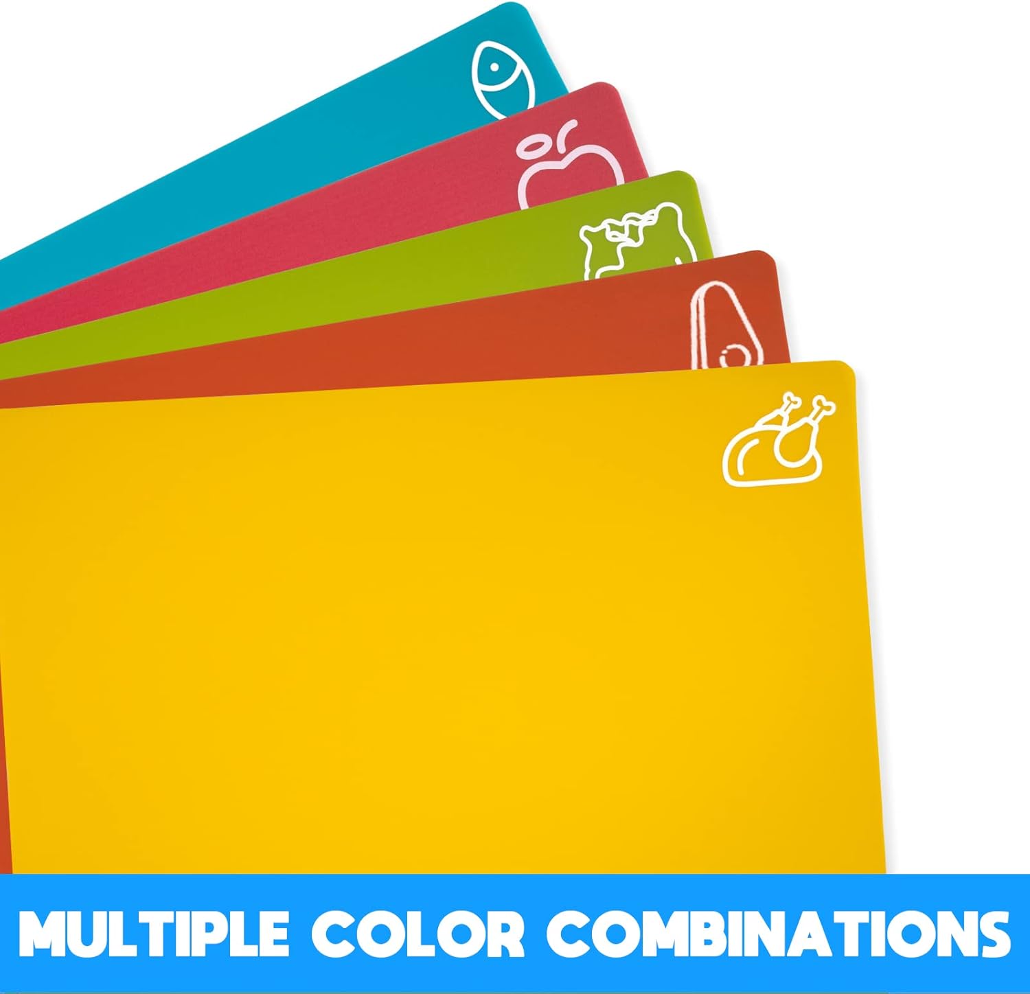 5 Pieces Flexible Cutting Boards, BPA Free Plastic Cutting Boards for Kitchen, Non Slip Cutting Mat for Meat and Vegetables, Thanksgiving - Image 4