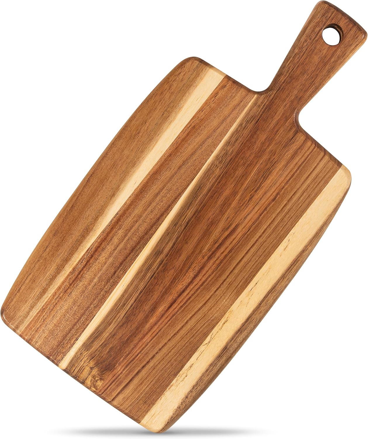 Acacia Wood Cutting Board and Chopping Board with Handle for Meat, Cheese Board, Vegetables, Bread, and Charcuterie - Decorative Wooden Serving Board for Kitchen and Dining Room, Large 17" x 13" - Image 10