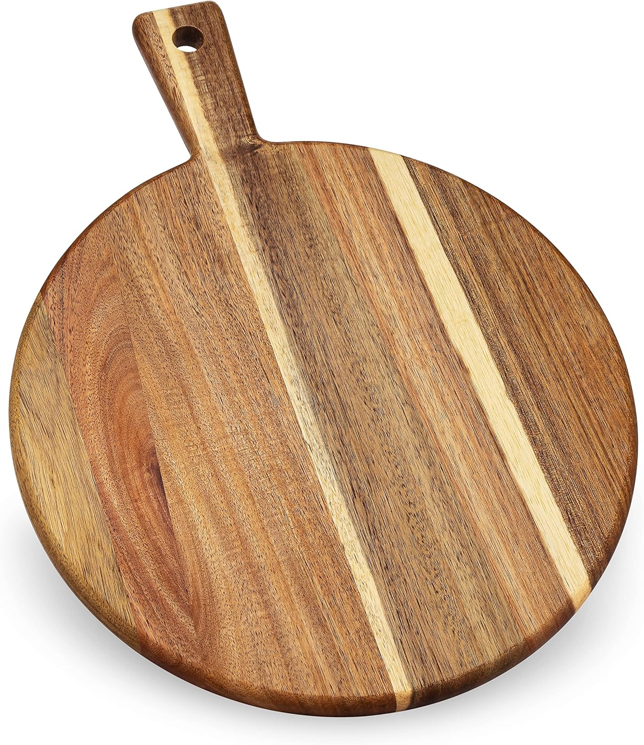 Acacia Wood Cutting Board and Chopping Board with Handle for Meat, Cheese Board, Vegetables, Bread, and Charcuterie - Decorative Wooden Serving Board for Kitchen and Dining Room, Large 17" x 13" - Image 11