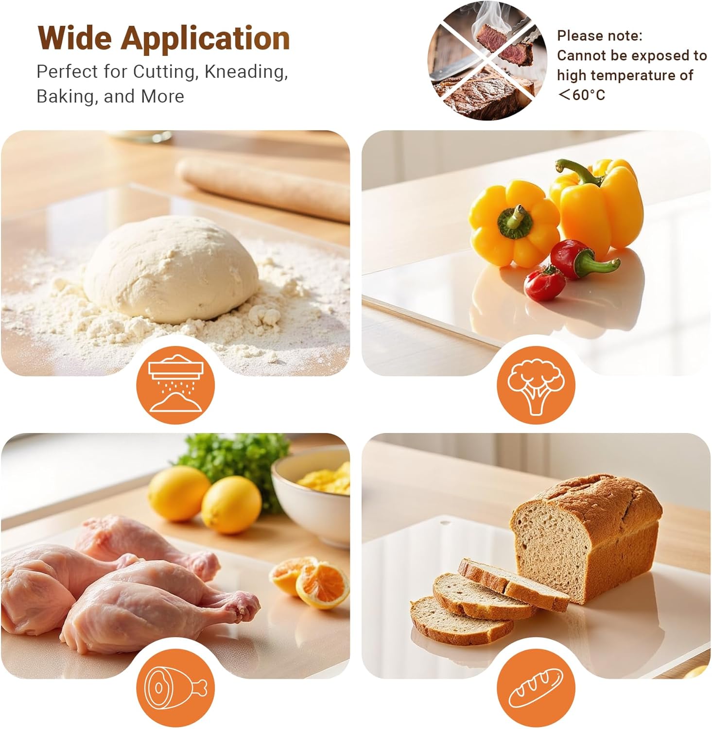 Acrylic Cutting Board with Counter Lip, 17.5x13.5 Inch Clear Cutting Boards for Kitchen Counter, Large Cutting Board Non Slip for Countertop Protector, Apartment Essentials Kitchen Decor Gifts - Image 8