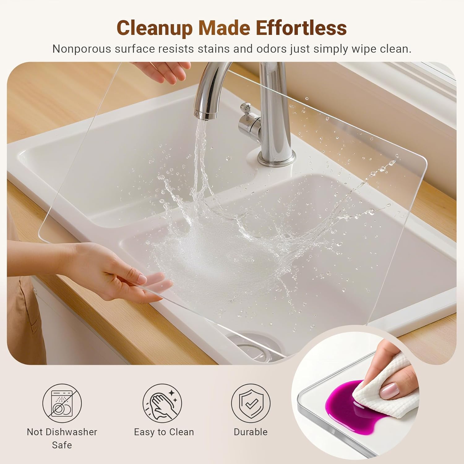 Acrylic Cutting Board with Counter Lip, 17.5x13.5 Inch Clear Cutting Boards for Kitchen Counter, Large Cutting Board Non Slip for Countertop Protector, Apartment Essentials Kitchen Decor Gifts - Image 7