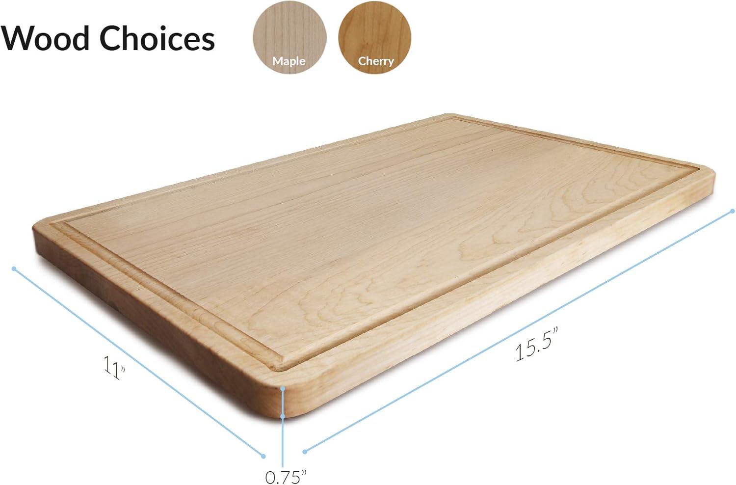 Casual Home Delice Rectangle Juice Drip Groove Cutting Board 15.5" Wx11 Dx0.75 H, Maple - Image 3