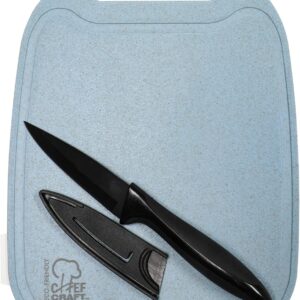 Chef Craft Select Wheat Straw Cutting Board and Knife Set, 10 inch x 7.5 inch, Blue