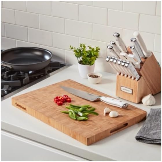Cuisinart 17" Reversible End Grain Bamboo Cutting Board Embedded Handles - Image 2