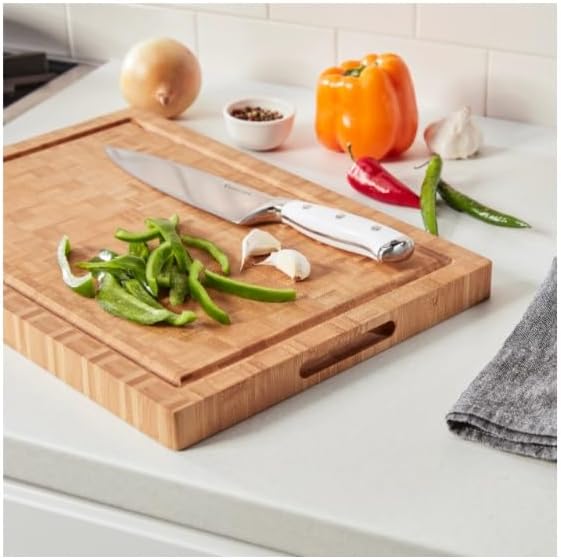 Cuisinart 17" Reversible End Grain Bamboo Cutting Board Embedded Handles - Image 3