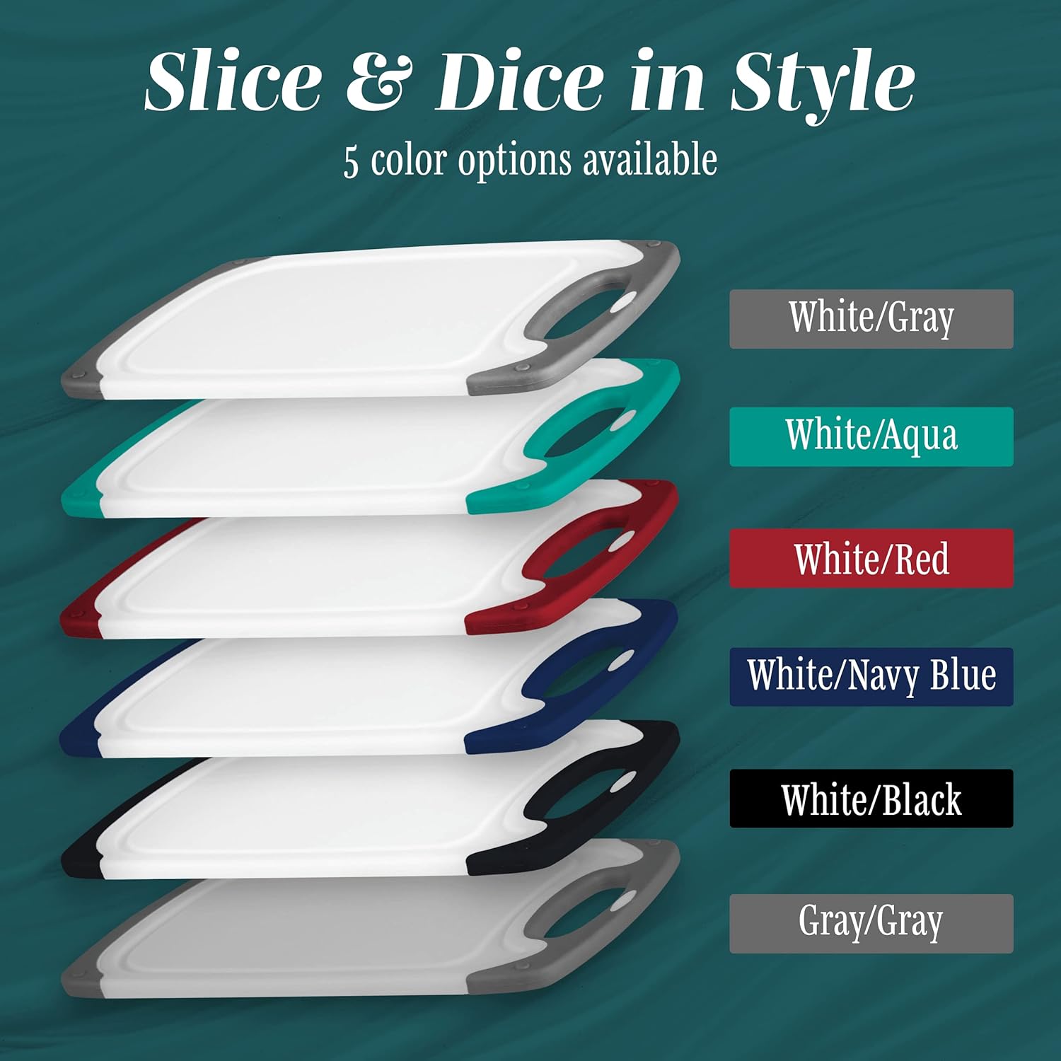 Cutting Boards for Kitchen - BPA-Free Chopping Board - Different Sizes & Non Slip Handles - Reversible, Large Cutting Board Set - Unique Gifts for Cooks Who Have Everything - 3-Pack Gray - Image 8