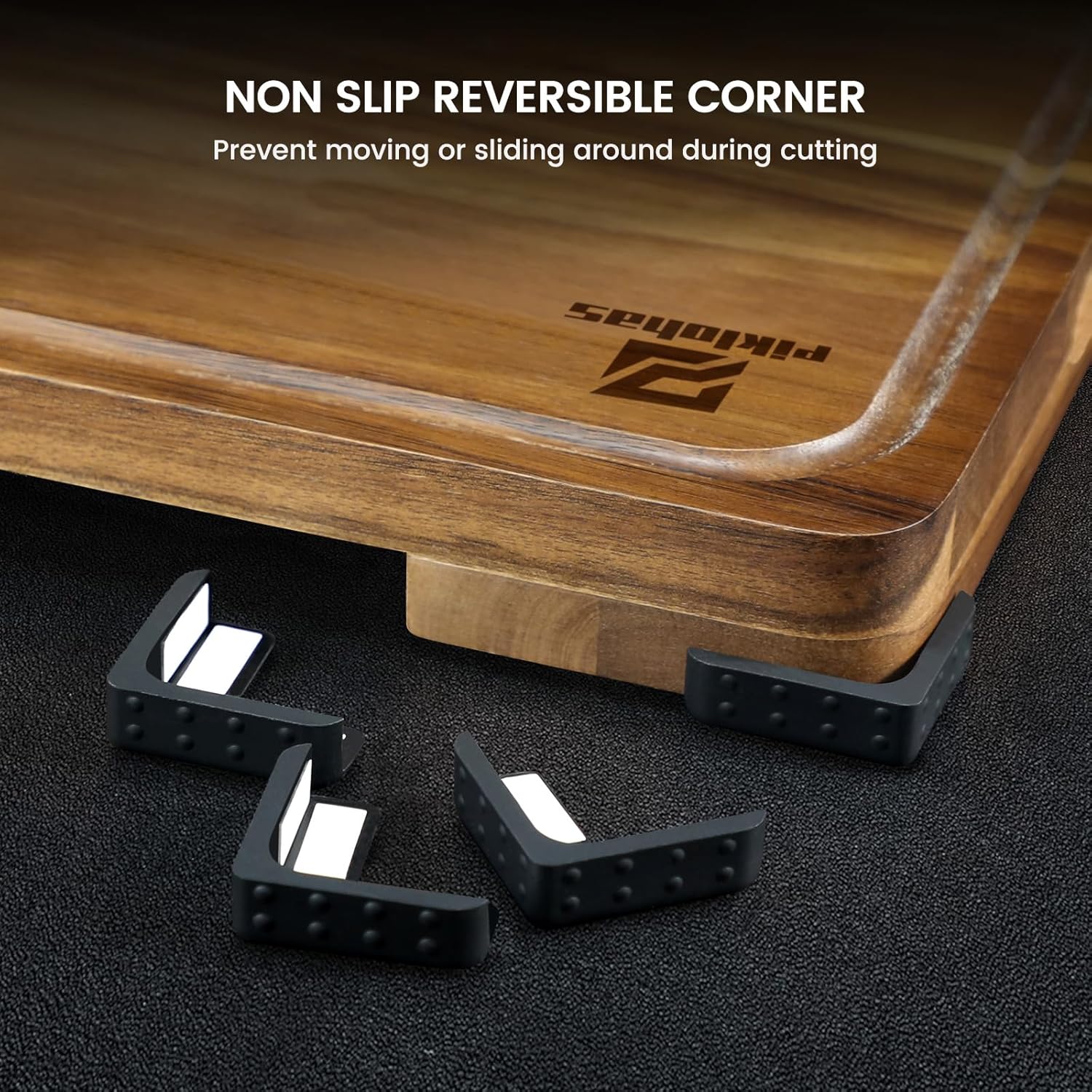 Cutting Boards Large Set of 7, Acacia Wood Charcuterie Chopping Board for Kitchen with Holder Non Slip Feet, Plastic Serving Board Mats, Juice Groove, Reversible Butcher Block for Meat Cheese Bread - Image 4