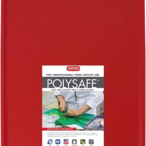 Dexas NSF Certified Polysafe Cutting Board with Handle, 11 x 14.5 Inches, Reversible Kitchen Cutting Board, Red