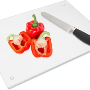DHARANA Glass Cutting Board,10" x 14" Tempered Glass Cutting Board for Kitchen Counter,Scratch Resistant,Heat Resistant, with Non-Slip Feet
