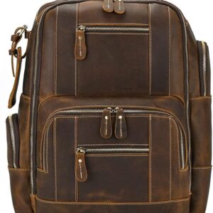 DUYHBAWRS Men's Handmade Retro Large Capacity Backpack Backpack Men's Bag Travel Bag Computer Bag