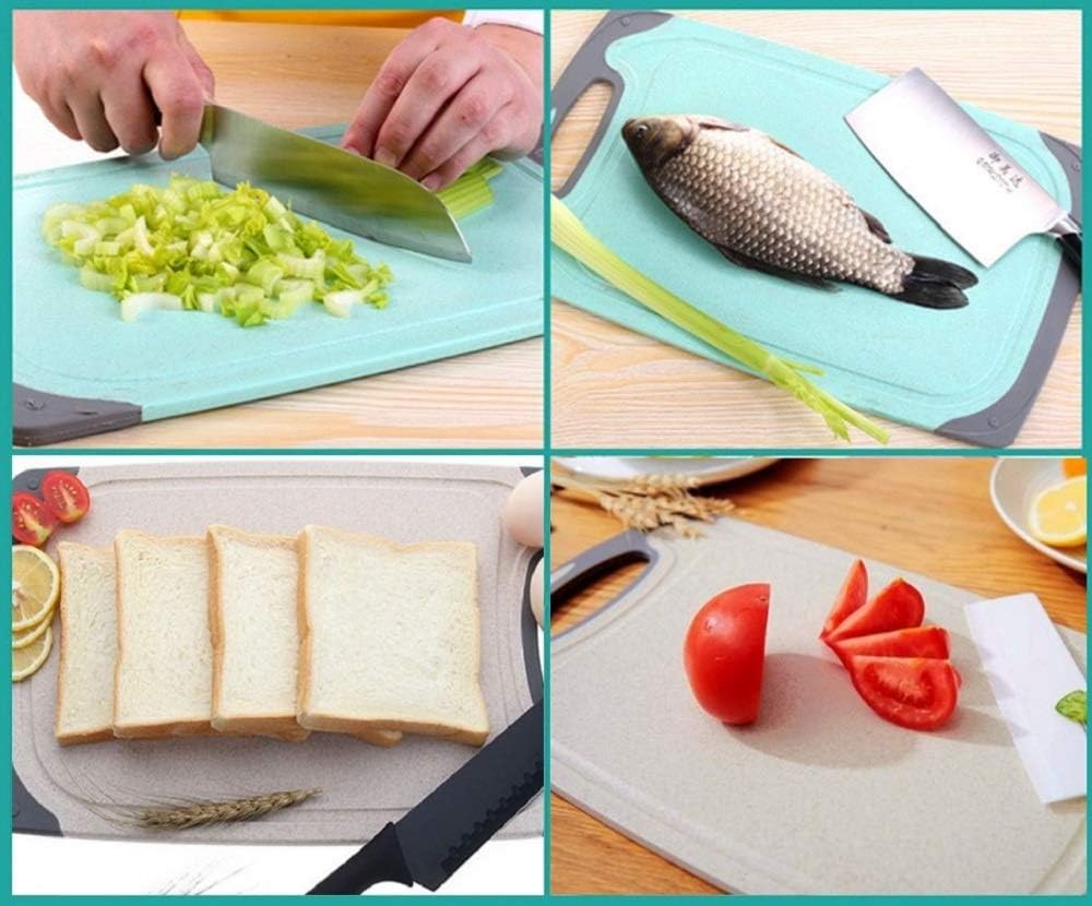 FLYINGSEA Cutting Boards For Kitchen, Anti-Skid Eco-Wheat Straw Cutting Board Set (3 Pcs), Dishwasher Safe (light brown) - Image 8