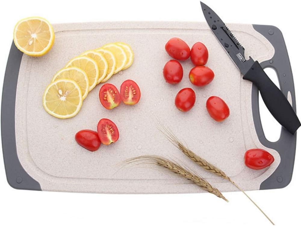 FLYINGSEA Cutting Boards For Kitchen, Anti-Skid Eco-Wheat Straw Cutting Board Set (3 Pcs), Dishwasher Safe (light brown) - Image 6