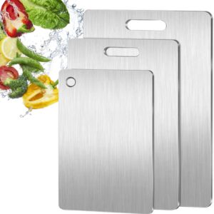Generic Titanium Cutting Board Set of 3, Titanium Cutting Boards for Kitchen, Double Sided & Food-Grade Titanium Cutting Mat Set for Meat Fruit & Vegetable