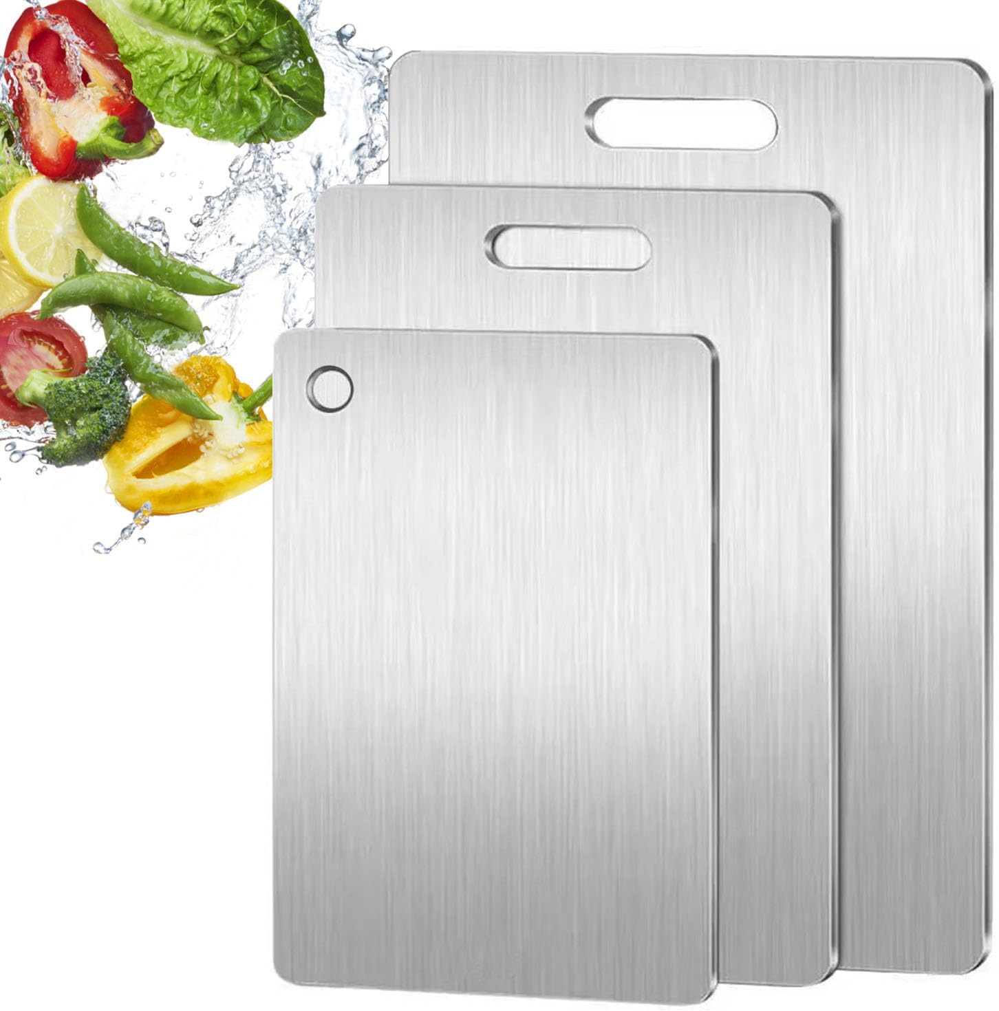 Generic Titanium Cutting Board Set of 3, Titanium Cutting Boards for Kitchen, Double Sided & Food-Grade Titanium Cutting Mat Set for Meat Fruit & Vegetable