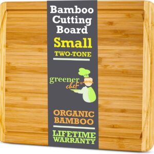 GREENER CHEF 12 Inch Small Bamboo Cutting Board with Lifetime Replacements - Small Wooden Chopping Board for Kitchen, Meat, Vegetables, Cheese, Bread, Charcuterie, and Everyday Food Prep