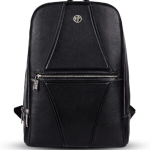 Hammonds Flycher Genuine Leather Travel Backpack for Men and Women, Stylish Travel Bag, 14" Laptop Bag, Durable & Spacious Laptop Backpack for Daily & Business Use - Black