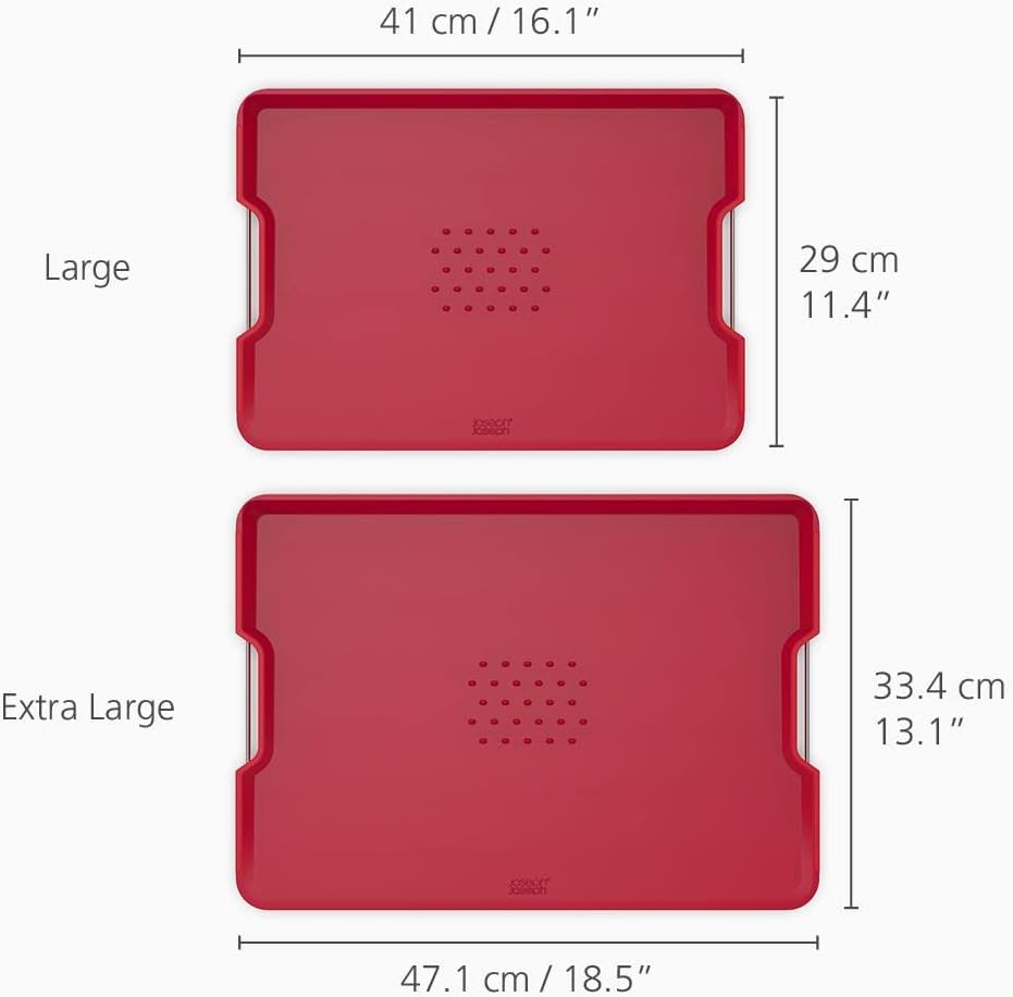 Joseph Joseph Cut&Carve Plus - Non-Slip, Multi-Function, Double-Sided Cutting Board for Food Preparation and Carving- Dishwasher Safe, Red - Image 3