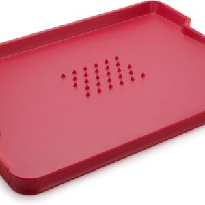 Joseph Joseph Cut&Carve Plus - Non-Slip, Multi-Function, Double-Sided Cutting Board for Food Preparation and Carving- Dishwasher Safe, Red