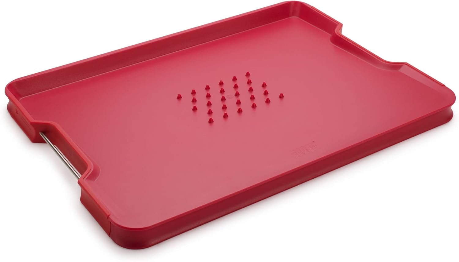 Joseph Joseph Cut&Carve Plus - Non-Slip, Multi-Function, Double-Sided Cutting Board for Food Preparation and Carving- Dishwasher Safe, Red