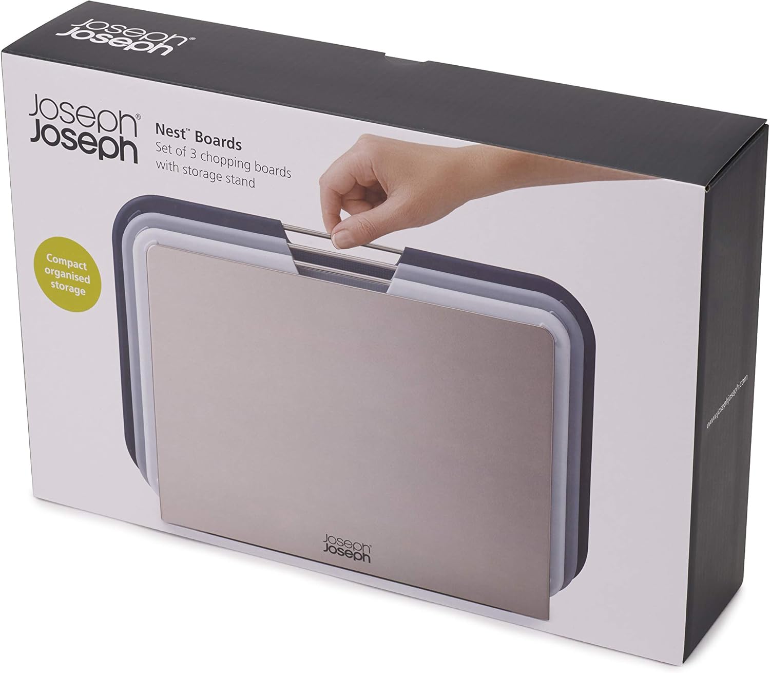 Joseph Joseph Nest 3 Piece Color Coded Cutting Board Set With Storage Stand, Regular - Grey\/Blue - Image 6