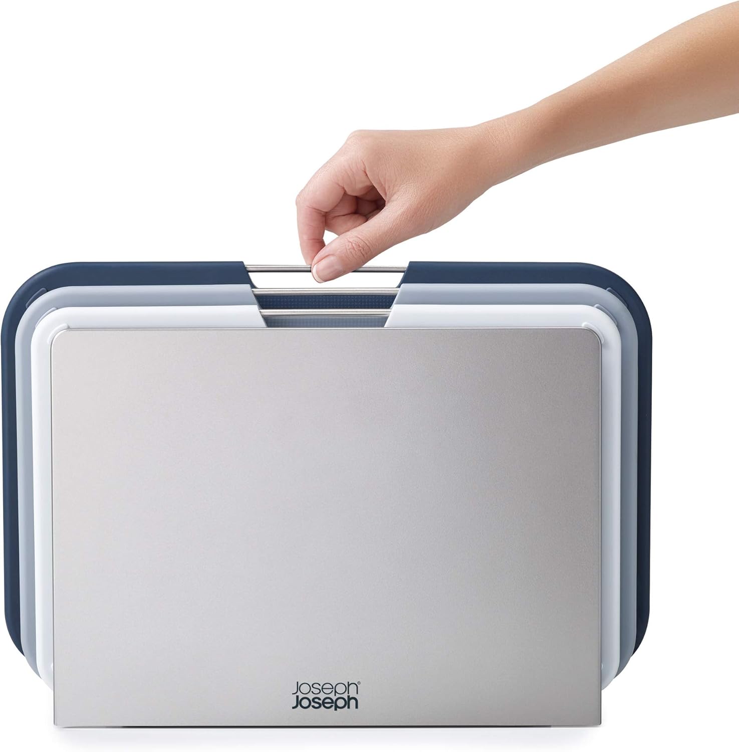 Joseph Joseph Nest 3 Piece Color Coded Cutting Board Set With Storage Stand, Regular - Grey\/Blue - Image 3