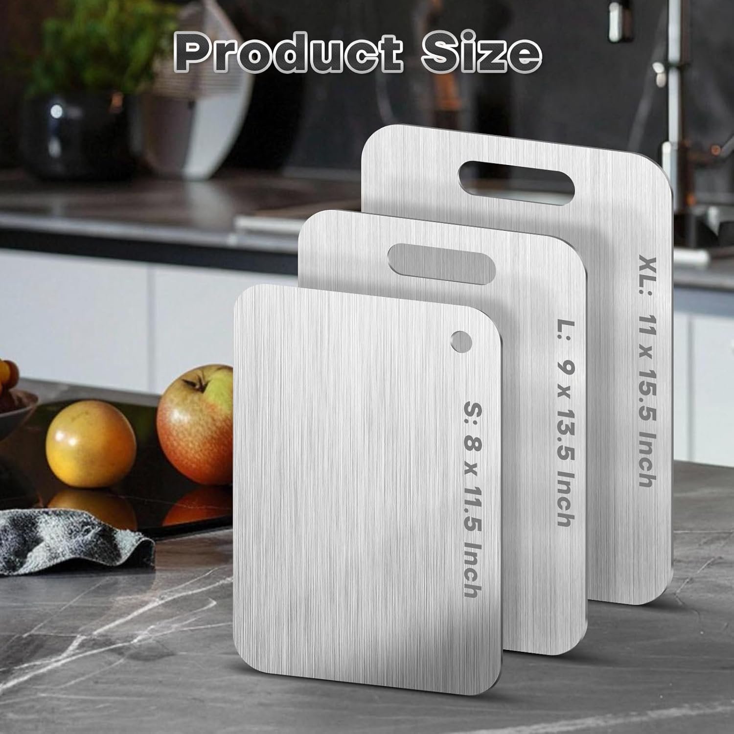 Katuchef Titanium Cutting Boards for Kitchen-katu chef 100% Pure Titanium Cutting Boards Double Sided Non Toxic Titanware Cutting Board,Hygiene Durable Dishwasher Safe Chopping Board(3PC-S+L+XL) - Image 6