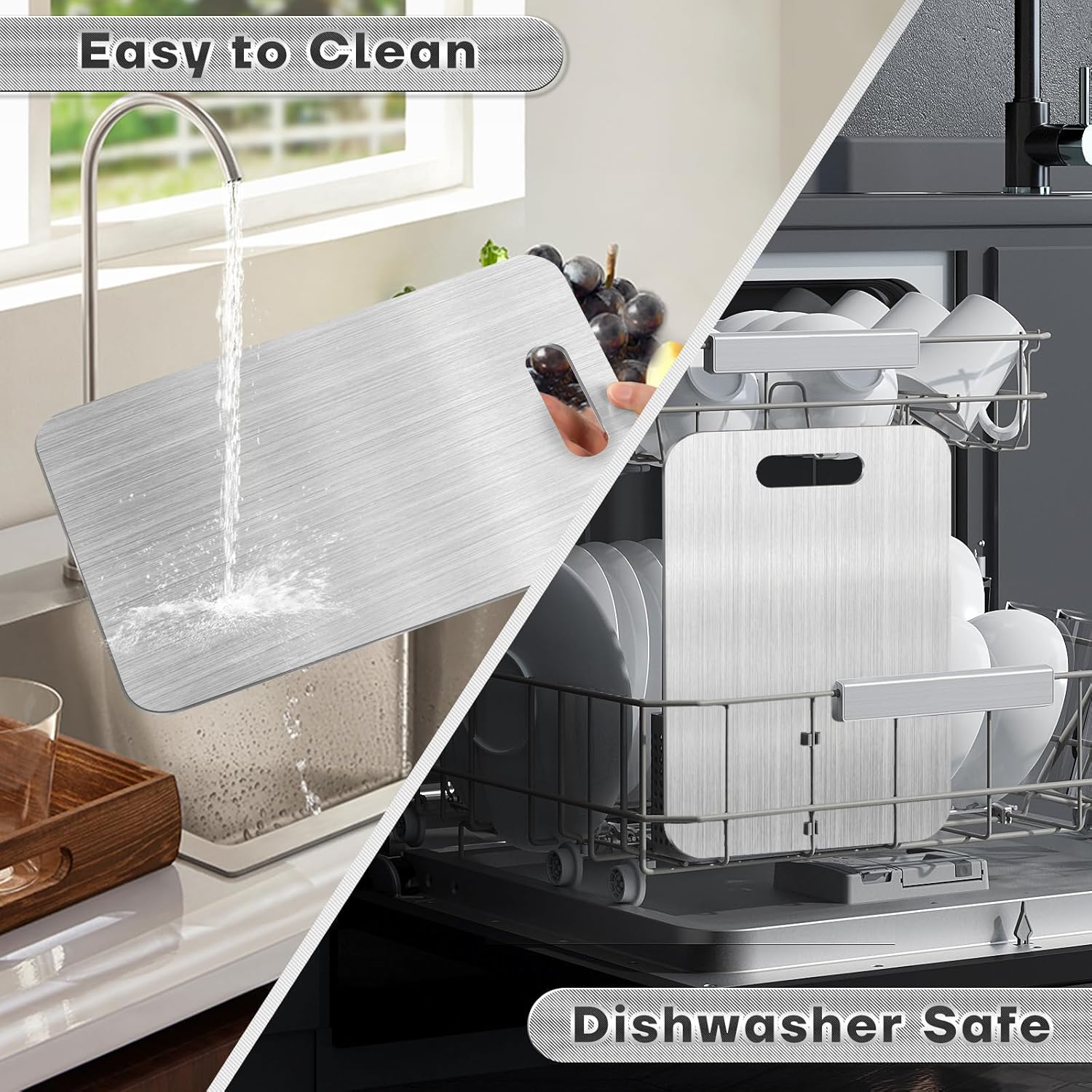 Katuchef Titanium Cutting Boards for Kitchen-katu chef 100% Pure Titanium Cutting Boards Double Sided Non Toxic Titanware Cutting Board,Hygiene Durable Dishwasher Safe Chopping Board(3PC-S+L+XL) - Image 4